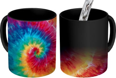 Magische Mok - Foto op Warmte Mokken - Koffiemok - Regenboog - Tie dye - Kleurrijk - Blauw - Magic Mok - Beker - 350 ML - Theemok