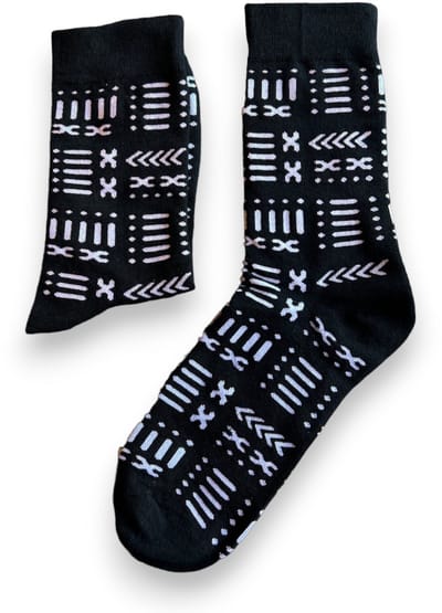 Afrikaanse sokken / Afro sokken - Zwarte bogolan - Afrika print kousen / Happy Colorful Socks / Vrolijke sokken Maat 41-46