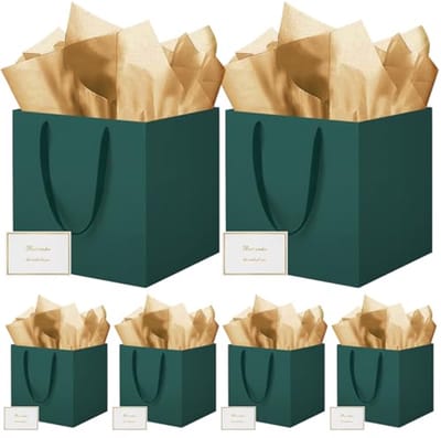 Vierkante geschenktas - Extra grote geschenkzakjes voor cadeaus (12 inch) - 6 stuks