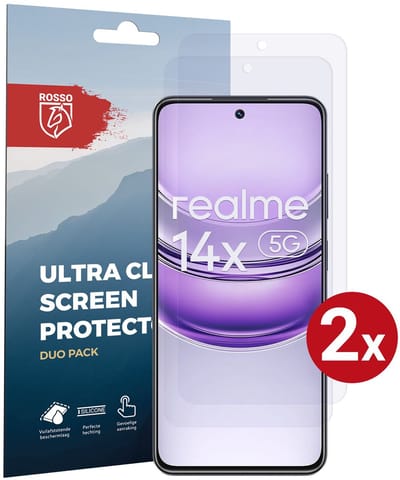 Rosso Screen Protector Geschikt voor Realme 14X | Ultra Clear Duo Pack | TPU Folie | Case Friendly Beschermfolie | 2 Stuks