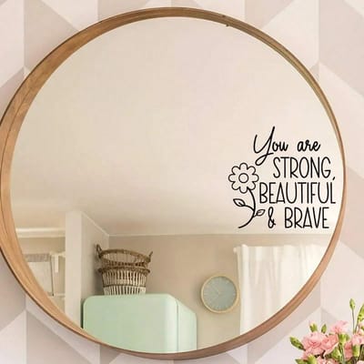 BRUP Affirmatiekaarten  Je Bent Sterk Mooi Dapper  Engelse Spiegelstickers Voor Slaapkamer Garderobe Raamdecoratie Muur 30x30 zwart
