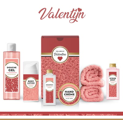 Geschenkset "You Are My Valentine" 7 producten - 740 gram | Cadeautje Voor Haar - Giftset woman - Wellness set - Luxe cadeaubox - Cadeau vriendin - Set Valentijnsdag geschenk - Valentine - Vrouw - My best friend