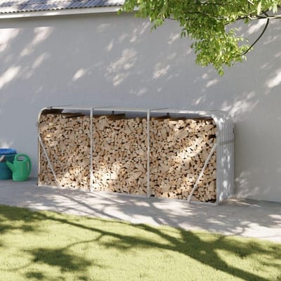 Houtopslag Rek - Brandhouthouder Buiten - Open Haard Gebruik - Verhoogde Ventilatie - 234 x 100 cm - Lichtgrijs