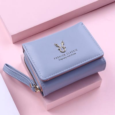 Mode Dames Portemonnee Korte Dames Portemonnee Portefeuilles Voor Vrouw Kaarthouder Kleine Dames Portemonnee Vrouwelijke Hasp Mini Clutch blauw