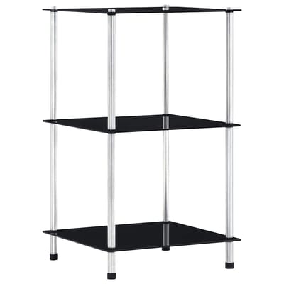 vidaXL - Kastje - 3-laags - 40x40x67 - cm - gehard - glas - zwart