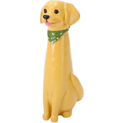 Vase pour chien original Statue de chien unique en résine Vase à fleurs pour décoration de maison, jardin, cour, patio Jaune