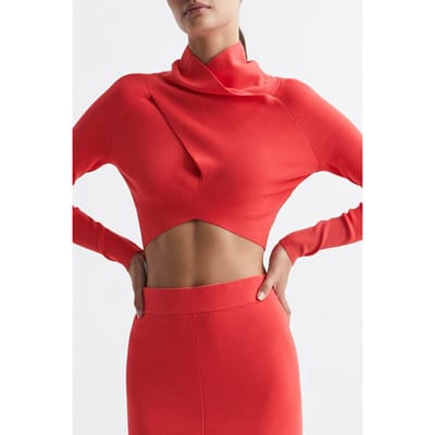 Reiss Elsie Long-sleeved Top — Coral Size: L | Long-Sleeved Tops Outlet | Dames | Blauw