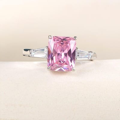 POMOiii Unieke Vierkante Roze Zirkonia Ringen Meisjes Mode Accessoires Voor Feest Luxe Verjaardagscadeau Damesring Nieuwe Sieraden 10