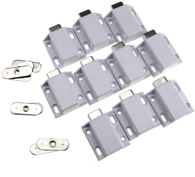 Cosensi- Kastdeur Drukopen Reparatieset - 10x Magnetische Druksluitingen - Bevestiging met Schroeven - Wit - Kunststof/Metaal - Voor Eenvoudig Openen/Sluiten - Deurslot