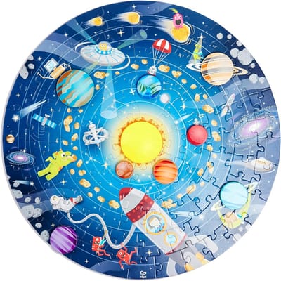 Zonnestelsel Puzzel - Educatieve Legpuzzel - Kinderen Leren - Met LED Zon - 102 Delen - Multicolor