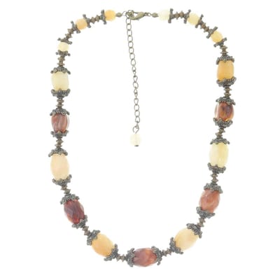 Behave - Ketting dames vintage kralenstijl - bruintinten - najaarslook - 41 cm