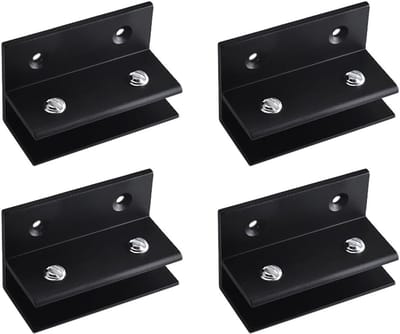 4 stuks F-vormige glazen klemmen, aan de muur gemonteerde glazen plankondersteuningen, spiegelplankpaneelhouders, 8-10 mm klemmen (Zwart)