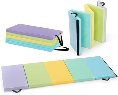 Valmat voor Kinderen - Gymnastiek Mat - Thuis Turnen - Opvouwbaar Regenboog Design - 30 x 78 Inch - Multikleur