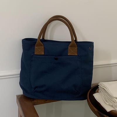 Dames Canvas Tas - Japanse Stijl - Dagelijks Gebruik - Met Ritsen - 34 x 30 cm - Bruin