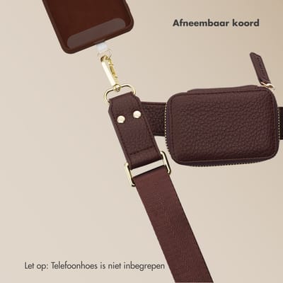 Selencia Universeel Telefoontasje met koord - Telefoon Ketting - GSM Koord - Mocha Brown