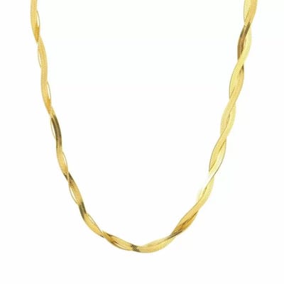 Bijoutheek Collier Plat Slang Gevlochten Goud