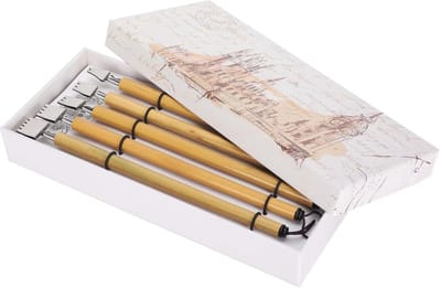 Dailygoods- Dip Pen Set 5-delig - Bamboe Tekenpen - Calligraphy Pen Nib Set - Vintage Stalen Penpunt - Geschikt voor Schrijven en Tekenen - Cadeau in Geschenkdoos