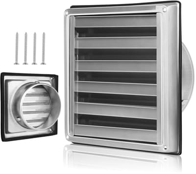 Ventilatierooster 125 mm met terugslagklep en insectenhor - Weerbestendig roestvrijstalen afvoerrooster