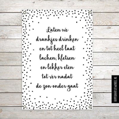 Tuinposter XL Drankjes drinken - witte buitenposter - tuindecoratie - cadeau man vrouw