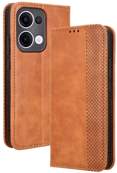 Coverup Hoesje - Geschikt voor OPPO Reno13 5G Hoesje - Coverup Vintage Style Book Case - Bruin