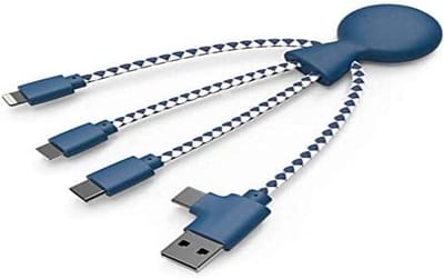 SnelShoppen - Multi USB Kabel 4 in 1 - Eco Vriendelijk & Biologisch Afbreekbaar - Universele USB-lader voor Smartphone - Blauw - Perfect voor Thuis, W