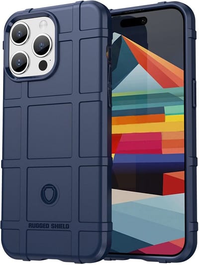 MobyDefend Hoesje - Geschikt voor iPhone 15 Pro Max - Rugged Shield TPU Backcover - Blauw
