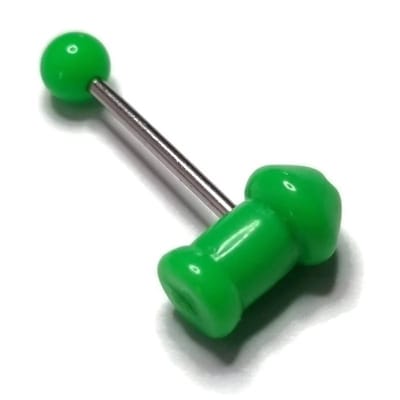 Aramat Jewels | Piercings | Groene Piemel Tongpiercing met Acryl en Staal | | | |12mm | Staal | Volwassenen | Verkleurd niet