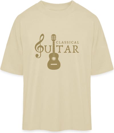 Heren en Dames T Shirt - Klassieke Gitaar - Beige - S