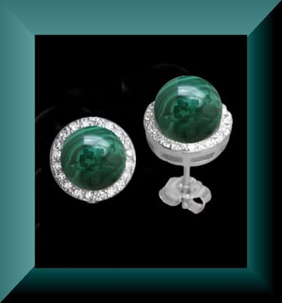 Hetty'S - Zilveren - oorstekers met malachiet - zirconia's