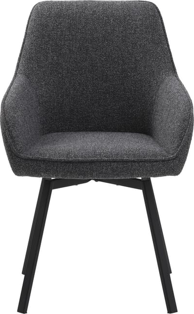Giga Living Eetkamerstoel Alma - Donkergrijs Draaibaar - Metaal & Polyester - Set van 2