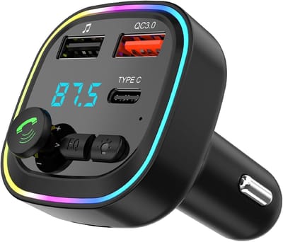 Bluetooth Transmitter - Fm Transmitter - met Handsfree Bellen - snel opladen - Plug and play - BT 5.3 - Carkit - Waterdicht en aardbevingsbestendig - Ruisonderdrukkingsfunctie - Bluetooth Auto - FM-frequentiebereik：87.5-108MHzt - 5x5x7.5cm - zwart