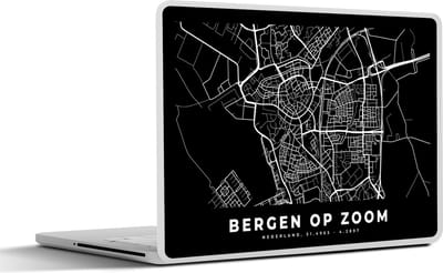 Laptop sticker - 10.1 inch - Kaart - Bergen op Zoom - Zwart - 25x18cm - Laptopstickers - Laptop skin - Cover
