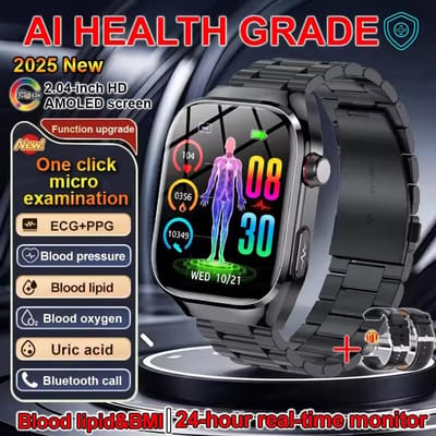 2026 Nieuw Slim Horloge voor Dames met BMI-meting Menstruatiecyclus ECG Hartslag Zuurstofgehalte in het Bloed Slaap Fitness Tracker Slimme Armband steel zwart