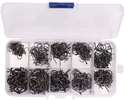 Dailygoods- Vishaken 500 Stuks - Zeevisterminal - Visaccessoires - Corrosiebestendig - Koolstofstaal - Duidelijke Opbergdoos