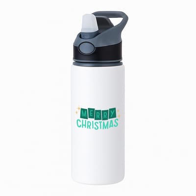 Hacebo® - Kerst merry christmas waterfles met rietje zwart - Kerstmis - Kerst beker - winter - kerst - christmas - kerst cadeau - water fles - 650ML