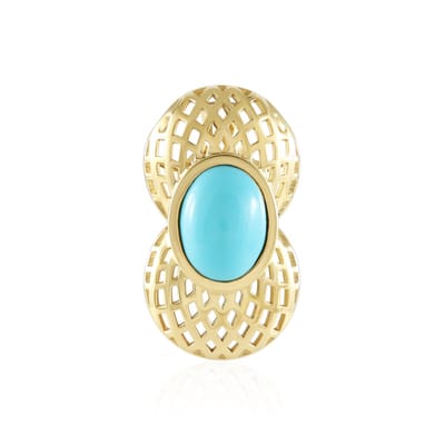 Cavill - Zilveren hanger 925 Sterling zilver verguld - Sleeping Beauty Turkoois 1.575 ct ovaal cabochon - modern ontwerp - luxe 22x12 mm