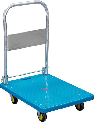 Vouw Platform Karretje - Draagplatform Transportkar - Goederen Verplaatsen - Roestvrij Kunststof Platform - 300KG Laadvermogen - Blauw