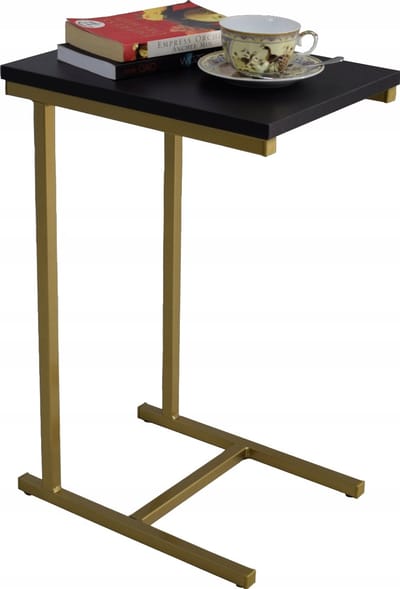 FutuStal EKO Serie - Bijzettafel - Goud en Zwart - Houten Blad - Metalen Onderstel