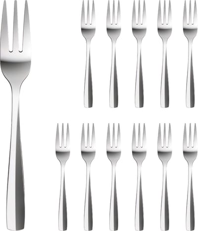 Somstyle Gebaksvorkjes Set - 12 Stuks - Taartvorkjes RVS - 14.5 CM - Dessert Vorkjes - Zilverkleurig
