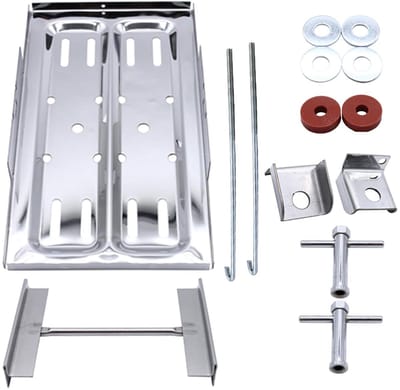 Accubak Auto - Batterijhouder Kit - Voertuig Stabiliteit - Roestvrij Staal - 19 cm Breed - Zilver