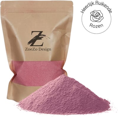 ZoeZo Kaarsenzand 400 g - Geur Rozen - 50 Branduren - Herbruikbaar - Met 4 Lonten - DIY Kaarsen Maken - Candle Sand - Kaarsenwas - Kaarspoeder - Roze