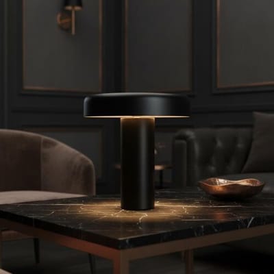 LUSENZ Arcene - Retro Zwarte Tafellamp Metaal 30 cm - Dressoir lamp - E14 fitting - Mat - Gecoat metaal - Met aan/uit-schakelaar