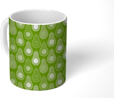Mok - Koffiemok - Avocado - Patronen - Groen - Mokken - 350 ML - Beker - Koffiemokken - Theemok