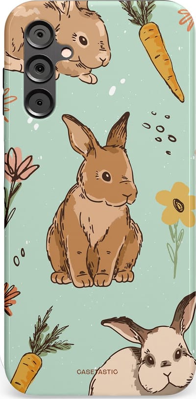 Casetastic Hoesje Geschikt voor Samsung A14 (5G/4G) - Stijlvolle Beschermende Duo-layer Case - Hop hop flapoortje