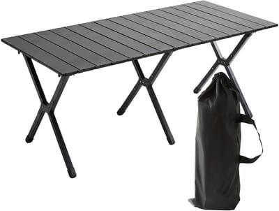 Campingtafel inklapbaar - 120 x 60 cm - hoogte verstelbaar - zwart