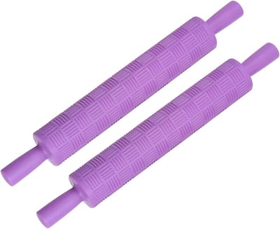 Gegraveerde deegroller van 37 cm met ergonomisch handvat voor klei, fondant en bakprojecten - 2 stuks met 3D patroon en decoratieve afwerking
