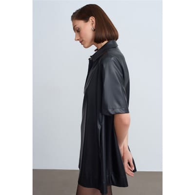 Luxe Fit Faux Leather Mini Shirtjurk