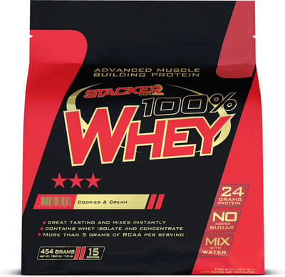 100% Whey - Cookies & Cream | 454 gram | Stacker2 Europe