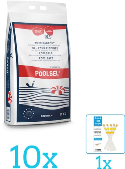 Poolsel - Zwembadreinigingsmiddel - Zwembadzout - 15 kg - Volumebundel - Zwembadzout - 10-delig