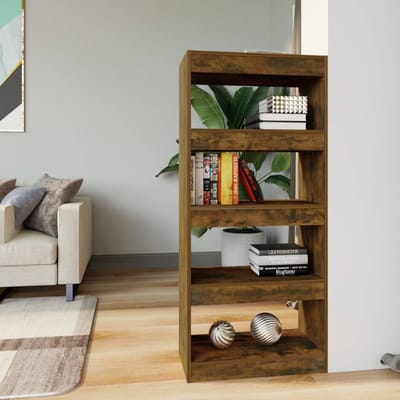 vidaXL - Boekenkast/kamerscherm - 60x30x135 - cm - bewerkt - hout - gerookt - eiken